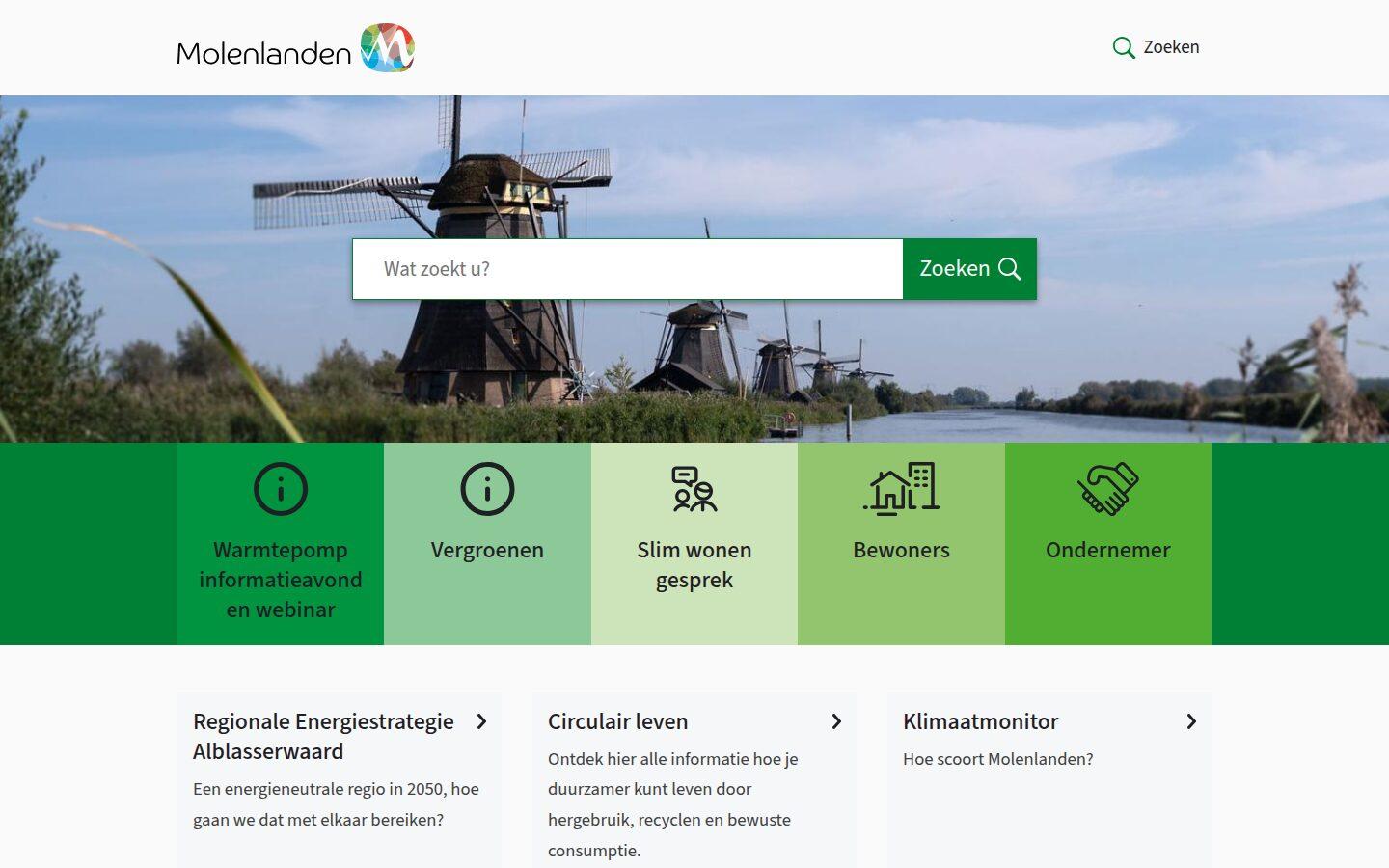 Case screenshot van Duurzaam Molenlanden