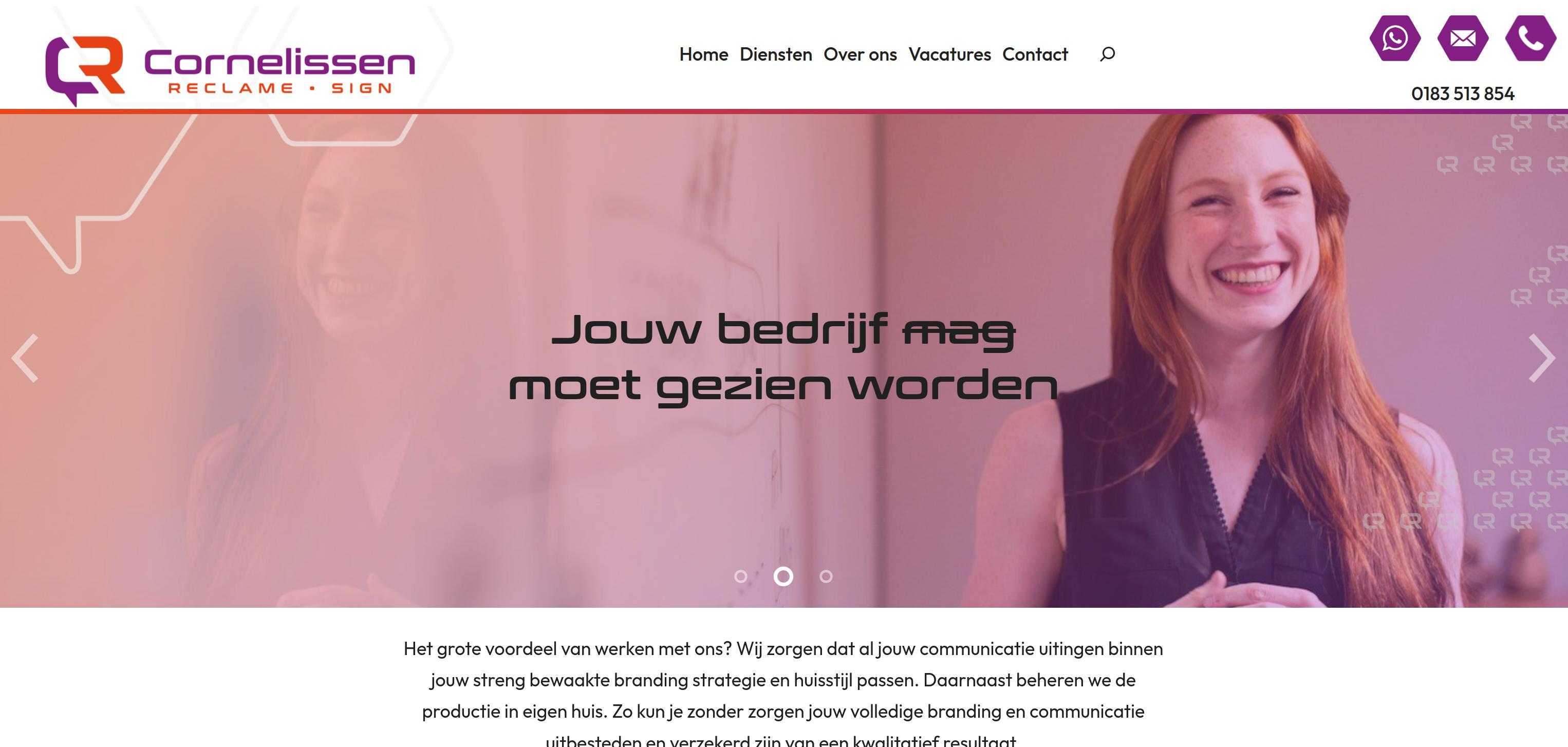 Screenshot van case voor Cornelissen Reclame